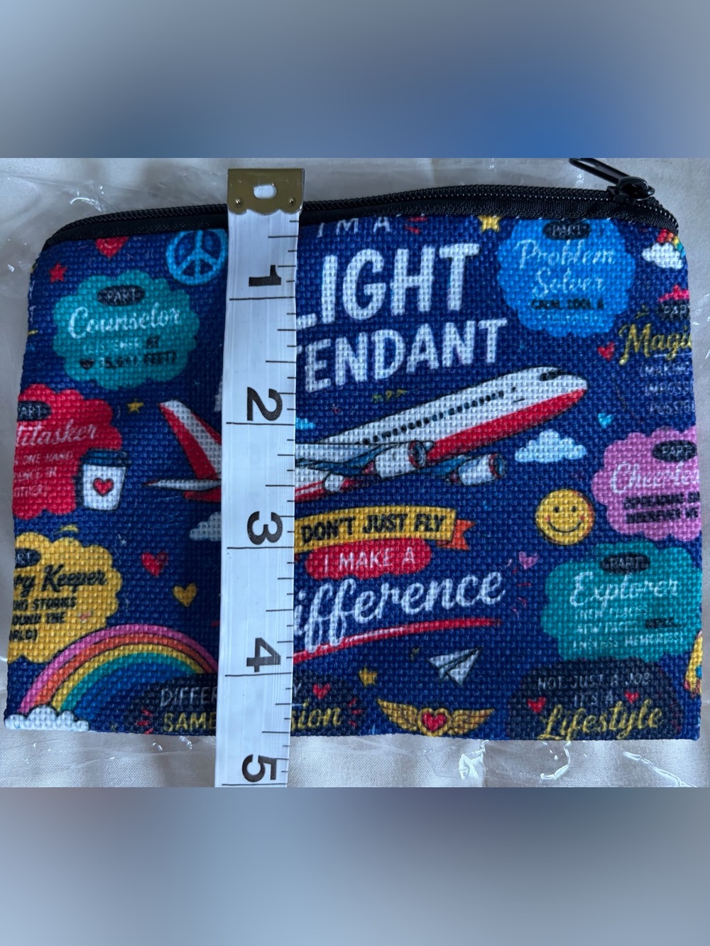 Navy Travel Print Cosmetic Pouch with Airplane Design